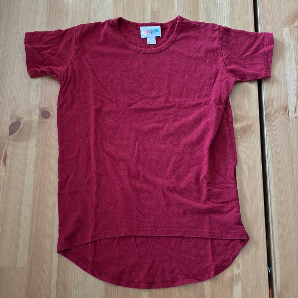LuLaRoe Kids Burgundy Short Sleeve Top